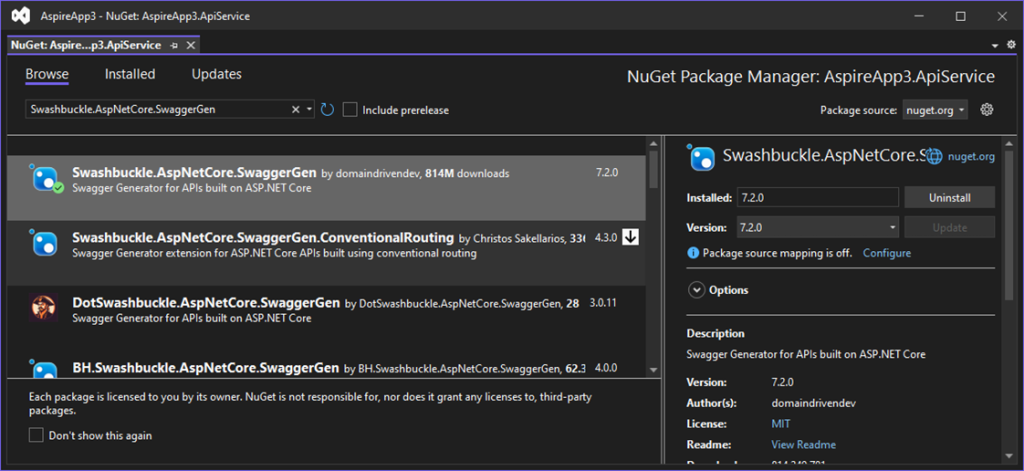 Swashbuckle.AspNetCore.SwaggerGen NuGet