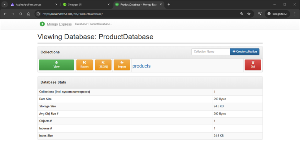 ProductDatabase view