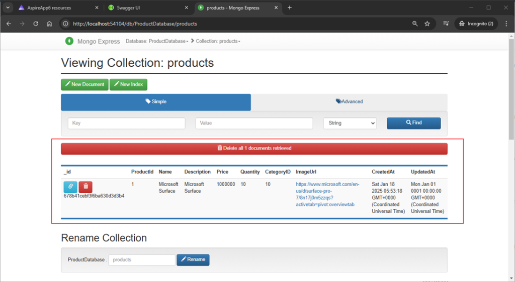 products collection view