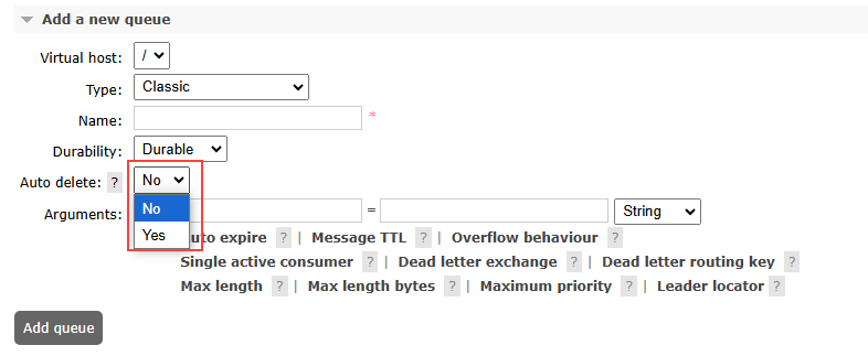 choosing Auto delete option