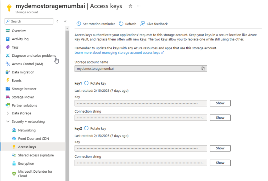 Steps to Get Access Keys & Connection String
