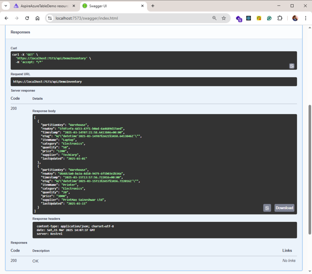 Read All Data from Azure Table Storage